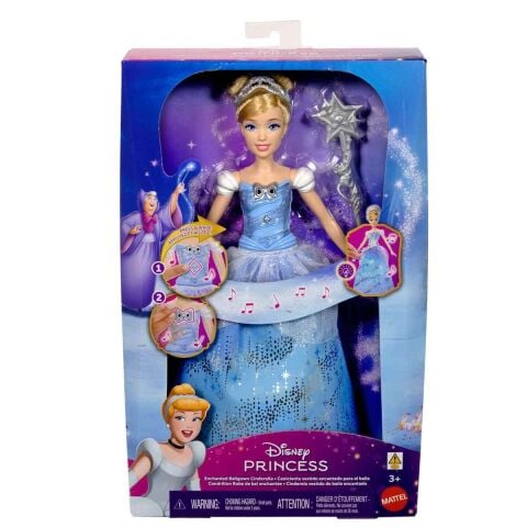 Sesli ve Işıklı Disney Prensesi Sihirli Balo Elbiseli Cinderella Bebek JBF94