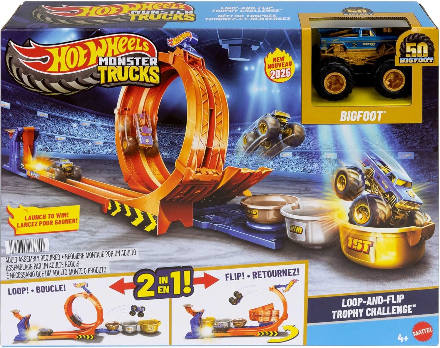 Hot Wheels Monster Trucks Döngü ve Takla Bigfoot Oyun Parkuru JBX64