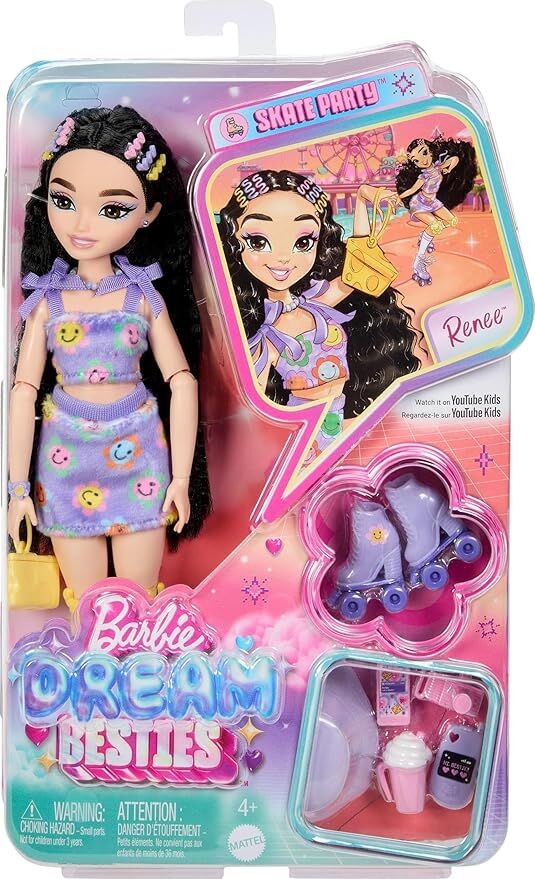 Barbie Dream Besties Paten Partisi Rene Bebek ve Aksesuarları Rene JFX99