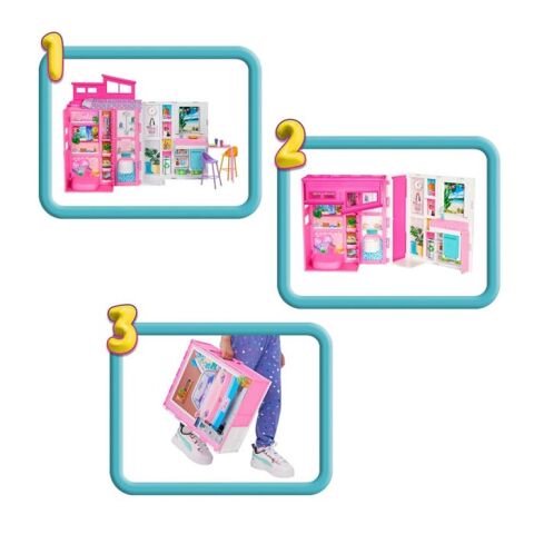 Barbie Portatif Tatil Evi Bebek ve Oyun Seti HRJ77