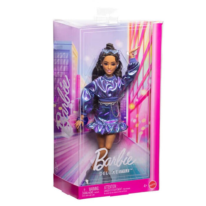 Barbie Deluxe Style Stil İkonu Bebek Metalik Mavi Üst ve Etekli JFP42