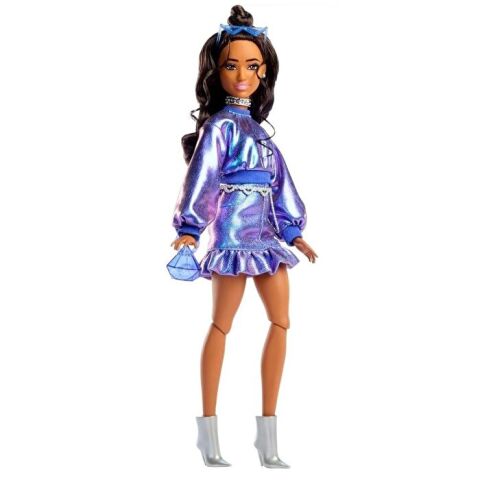 Barbie Deluxe Style Stil İkonu Bebek Metalik Mavi Üst ve Etekli JFP42