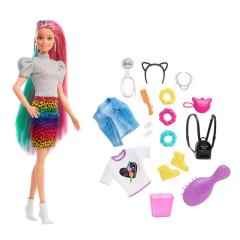 Barbie Leopar Desenli Saçlar Bebeği GRN81