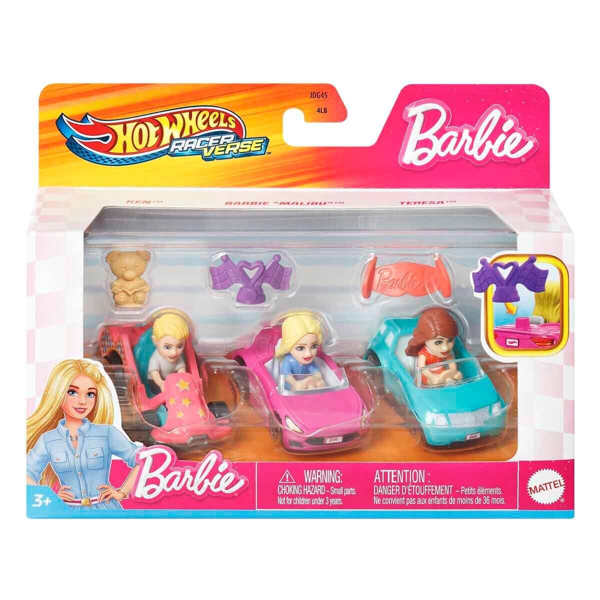 Hot Wheels Racerverse Barbie Yarış Pisti Arabaları 3’lü Paket JDG45