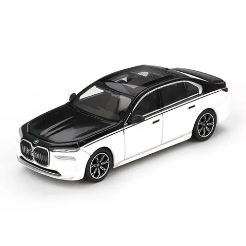 Mini GT 1/64 BMW i7 xDrive60 Alpine White / Black Sapphire - Blister Paket MGT00959-BL
