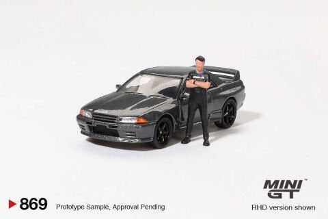 Mini GT 1/64 Nissan Skyline GT-R (R32)Gunmetal W/ Matsuda Figure Tsugio Matsuda Collection MGT00869