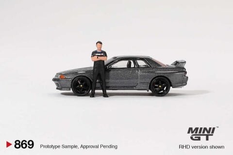 Mini GT 1/64 Nissan Skyline GT-R (R32)Gunmetal W/ Matsuda Figure Tsugio Matsuda Collection MGT00869