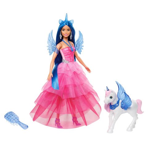 Barbie Mavi Saçlı Prenses Bebek HRR16