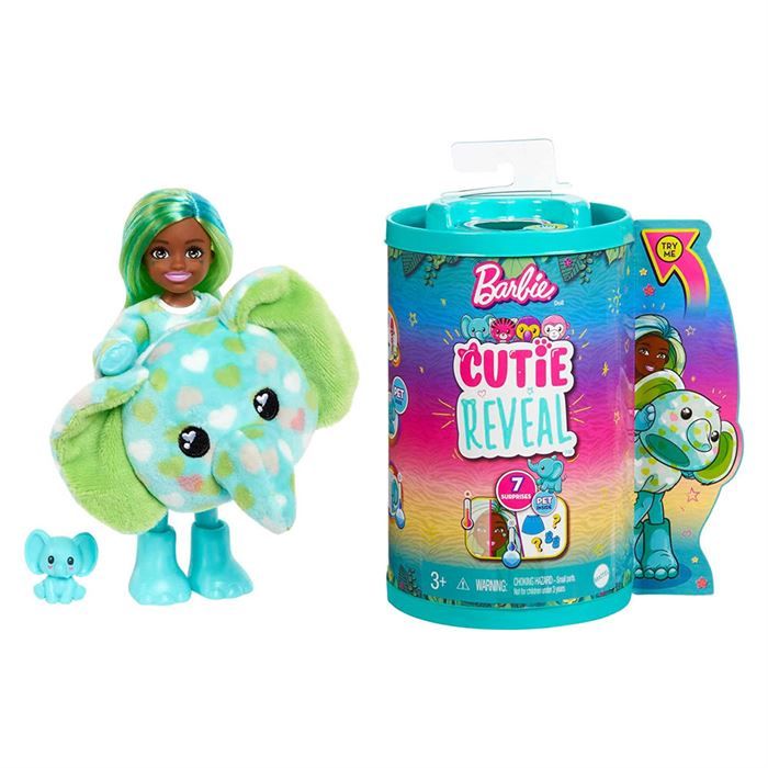 Barbie Cutie Reveal Bebekler Chelsea Tropikal Orman Serisi Fil HKR12-HKR13