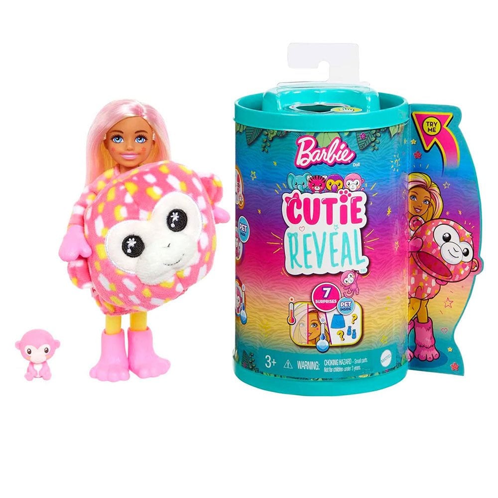 Barbie Cutie Reveal Bebekler Chelsea Tropikal Orman Serisi Maymun HKR12-HKR14
