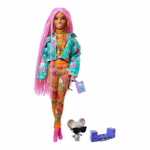 Barbie Extra Pembe Örgü Saçlı Bebek GXF09