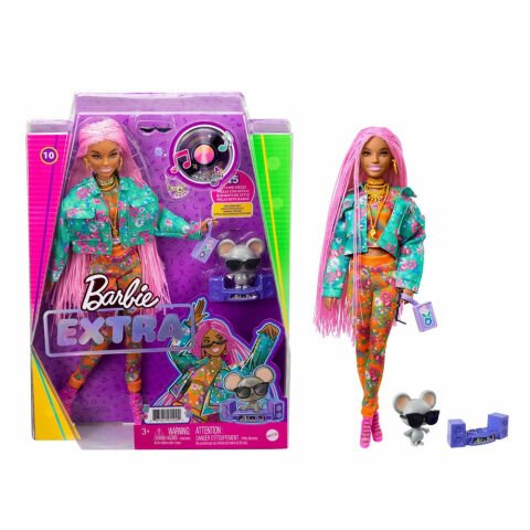 Barbie Extra Pembe Örgü Saçlı Bebek GXF09