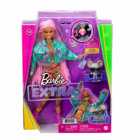 Barbie Extra Pembe Örgü Saçlı Bebek GXF09