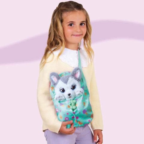 Baby Paws Sesli Yavru Köpek Peluş 20 cm BAW00000 - Husky Yeşil Çanta