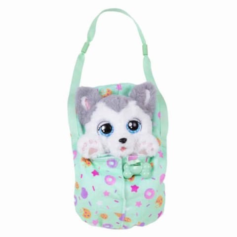 Baby Paws Sesli Yavru Köpek Peluş 20 cm BAW00000 - Husky Yeşil Çanta