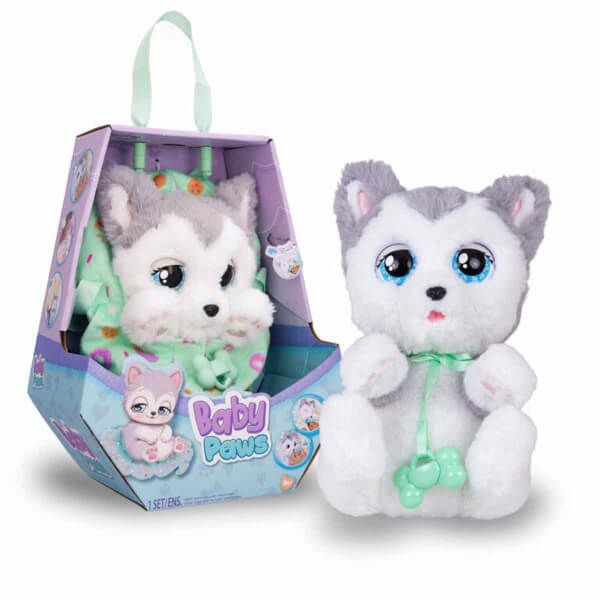 Baby Paws Sesli Yavru Köpek Peluş 20 cm BAW00000 - Husky Yeşil Çanta