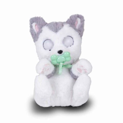 Baby Paws Sesli Yavru Köpek Peluş 20 cm BAW00000 - Husky Yeşil Çanta